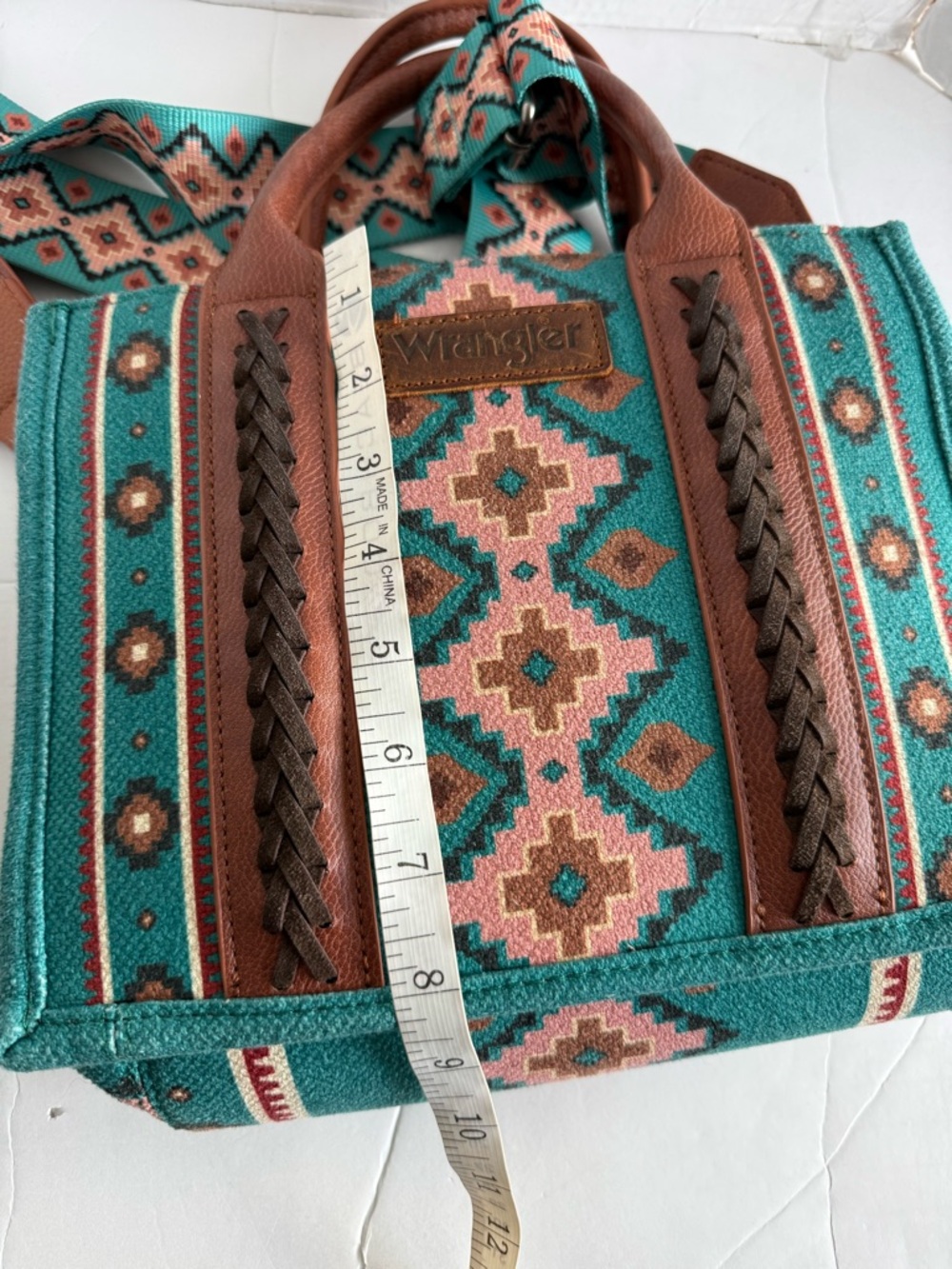 Wrangler Aztec Tote Bag for Women Boho Shoulder Purses and Handbags, Turquoise - Picture 14 of 16